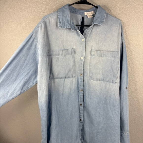 LIFE Love Is For Eternity Denim Tunic Top with Back Cutout Detail - Picture 3 of 9